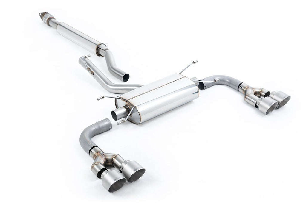 Milltek Resonated Quad-Outlet Cat-Back Exhaust for Toyota GR86 (TRD Diffuser), Brushed Titanium Tips
