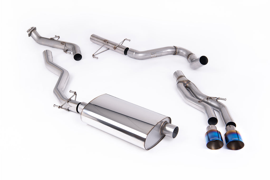 Milltek Non-Resonated Cat-Back Exhaust for Toyota Tacoma 2.4L Turbo, Burnt Titanium Tips