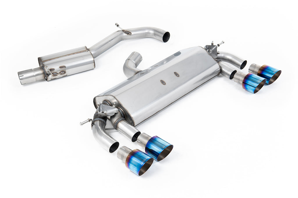 Milltek Resonated Cat-Back Exhaust for VW Golf R MK7, Burnt Titanium Tips