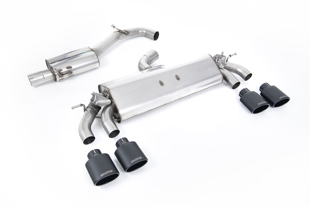 Milltek Resonated Cat-Back Exhaust for VW Golf R MK7.5, Cerakote Black Tips