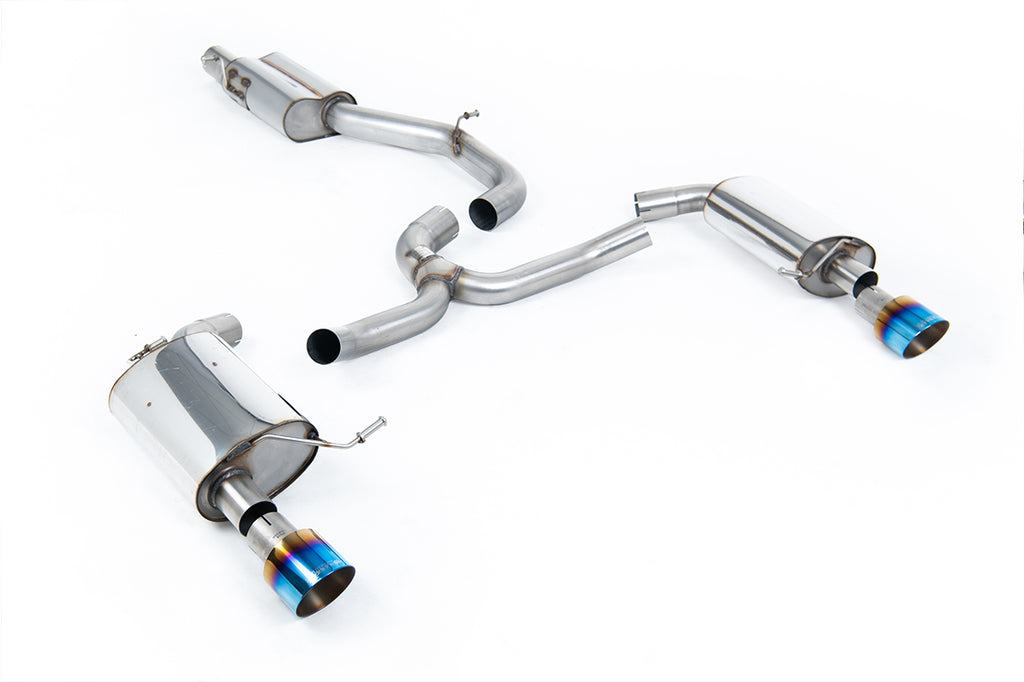 Milltek Resonated Cat-Back Exhaust for VW Golf MK7 2.0 TFSI, Burnt Titanium Tips