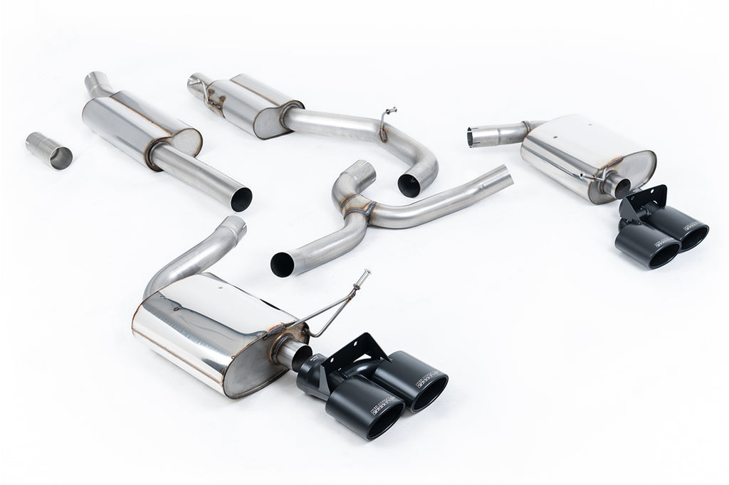 Milltek Resonated Cat-Back Exhaust for VW Golf R MK7.5 Estate, Cerakote Black Tips