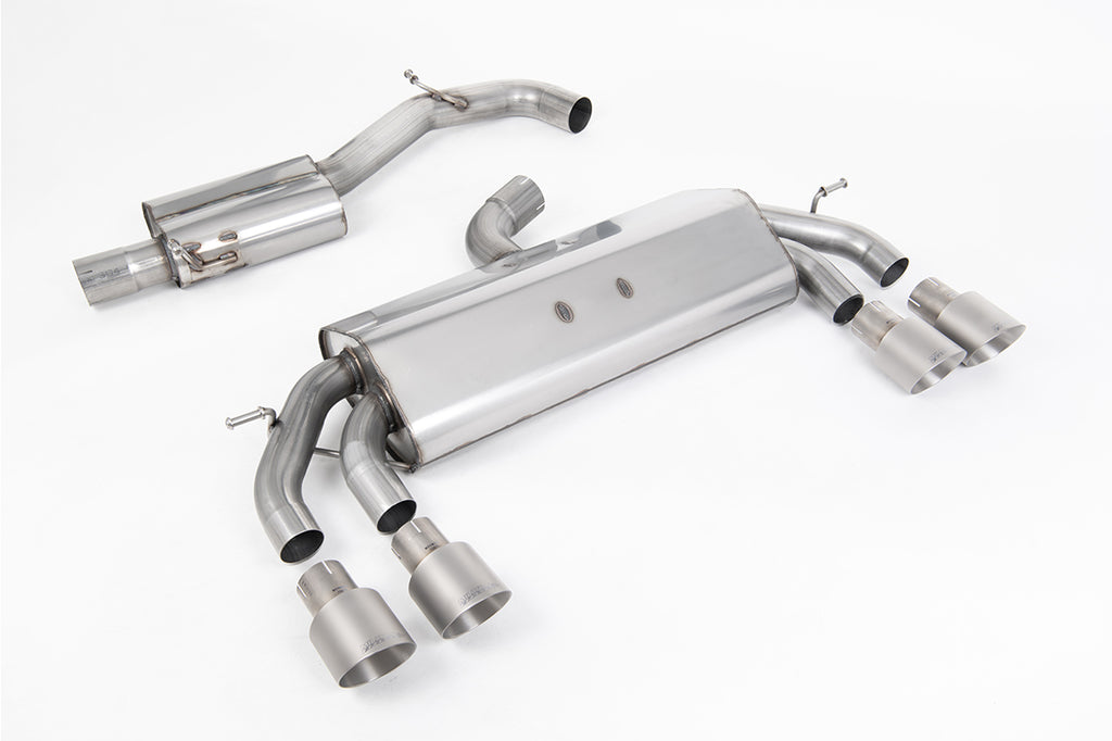 Milltek Resonated Race Cat-Back Exhaust for VW Golf R MK7.5, Brushed Titanium Tips