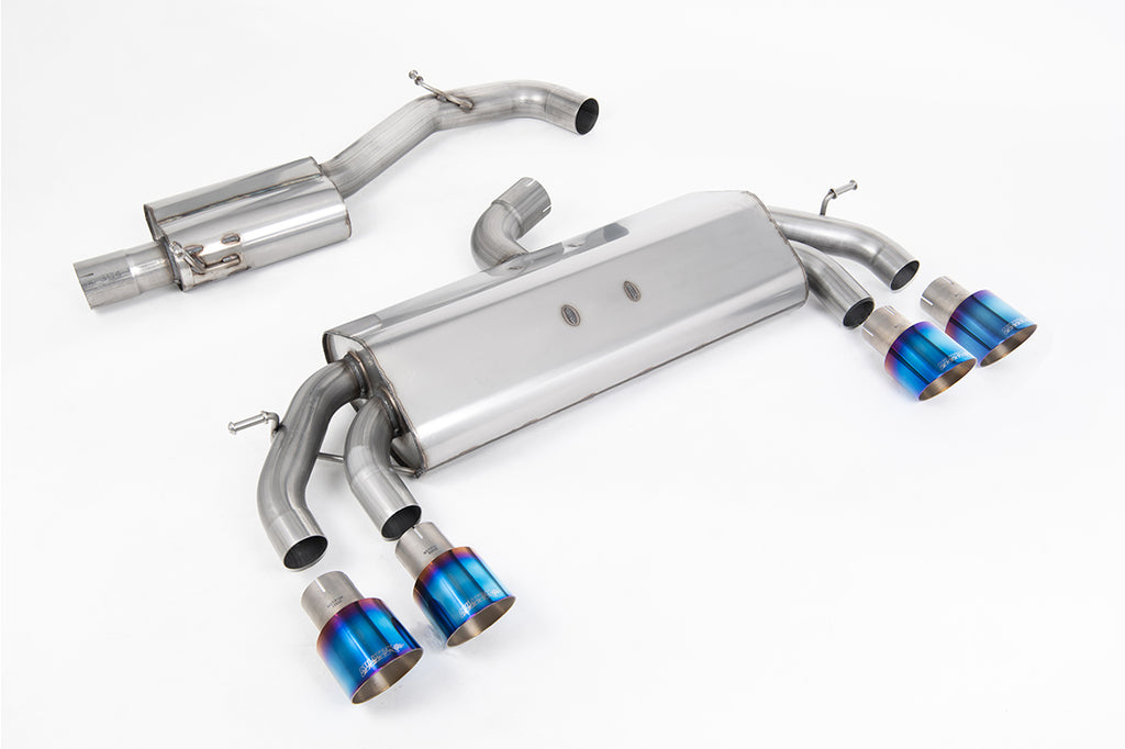 Milltek Resonated Race Cat-Back Exhaust for VW Golf R MK7.5, Burnt Titanium Tips