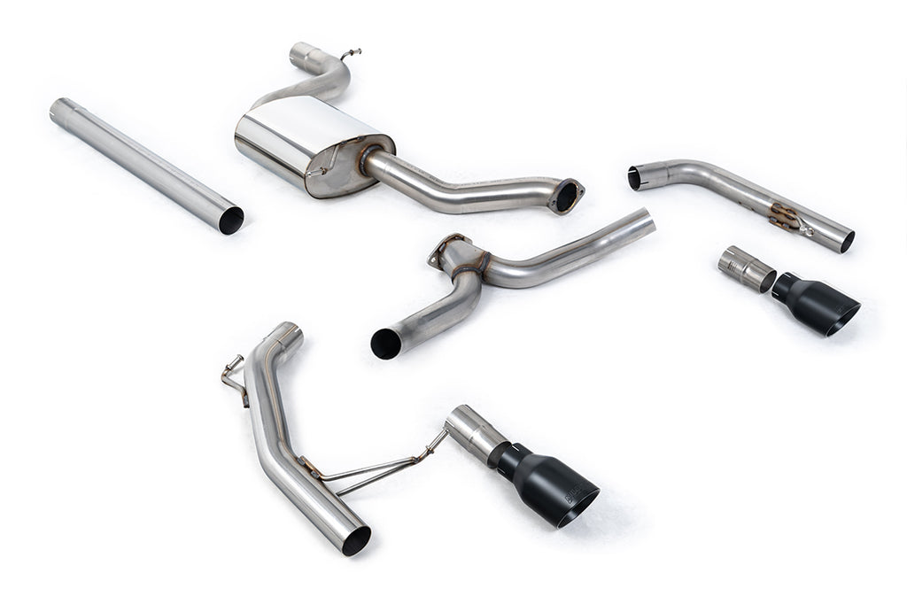 Milltek Non-Resonated Cat-Back Exhaust for VW Jetta MK7 GLI 2.0T, GT-100 Cerakote Black Tips