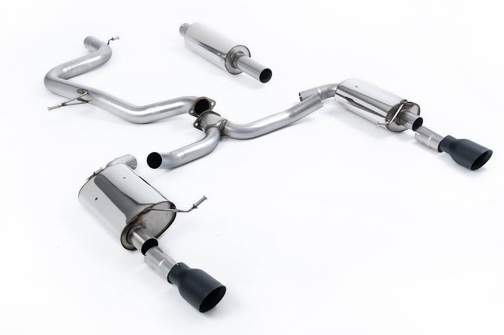 Milltek Resonated Cat-Back Exhaust for VW Jetta MK7 GLI 2.0T, GT-100 Cerakote Black Tips