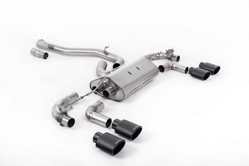 Milltek 80mm Valved Non-Resonated Race Cat-Back Exhaust for VW Golf R MK7.5, Cerakote Black Oval Tips