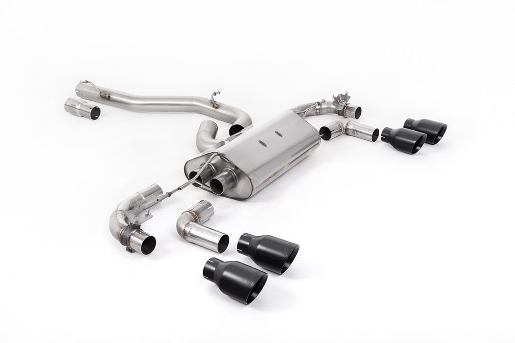 Milltek 80mm Valved Non-Resonated Race Cat-Back Exhaust for VW Golf R MK7.5, Cerakote Black Tips