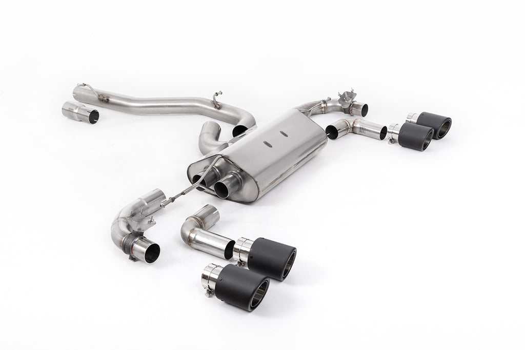 Milltek 80mm Valved Non-Resonated Race Cat-Back Exhaust for VW Golf R MK7.5, Carbon Tips