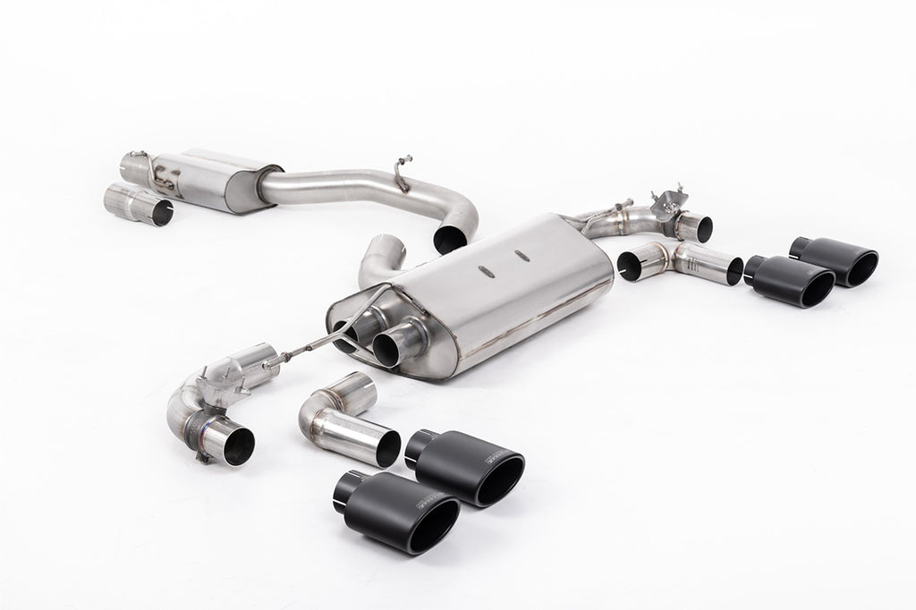 Milltek 80mm Valved Resonated Race Cat-Back Exhaust for VW Golf R MK7.5, Cerakote Black Oval Tips