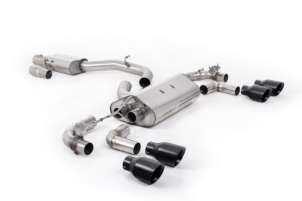 Milltek 80mm Valved Resonated Race Cat-Back Exhaust for VW Golf R MK7.5, Cerakote Black Tips