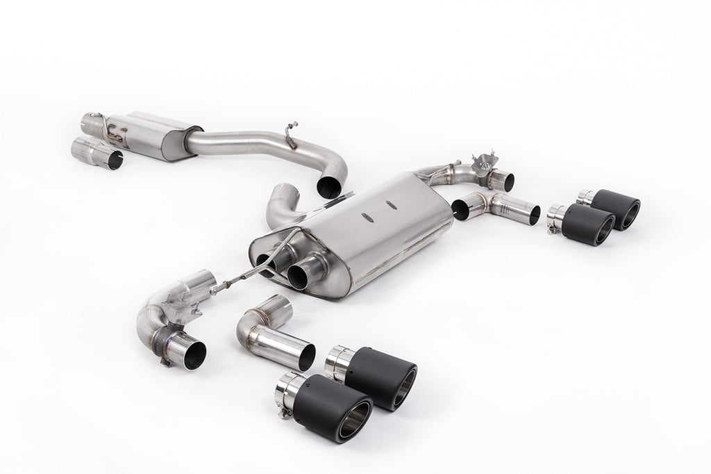 Milltek 80mm Valved Resonated Race Cat-Back Exhaust for VW Golf R MK7.5, Carbon Tips