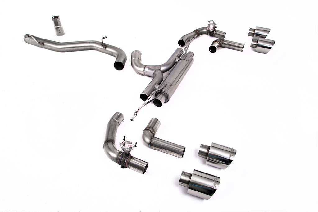 Milltek 80mm Race Cat-Back Exhaust for VW Golf R MK8, Polished Tips