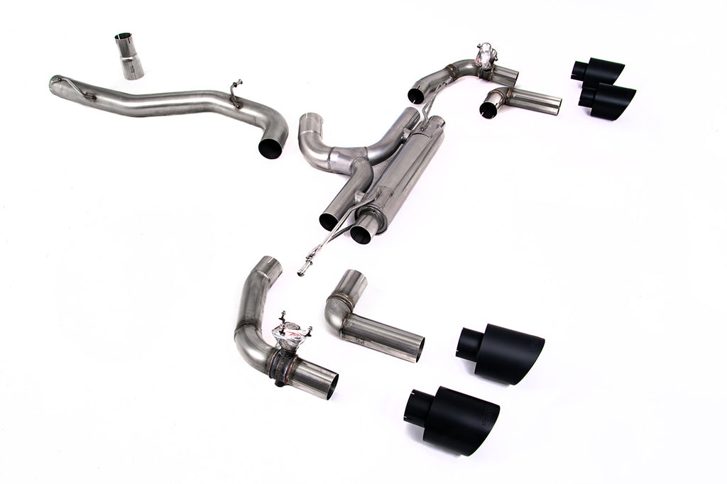 Milltek 80mm Race Cat-Back Exhaust for VW Golf R MK8, Cerakote Black Tips