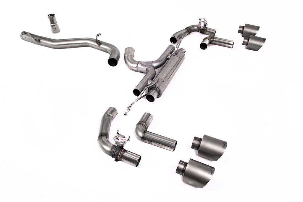 Milltek 80mm Race Cat-Back Exhaust for VW Golf R MK8, Brushed Titanium Tips