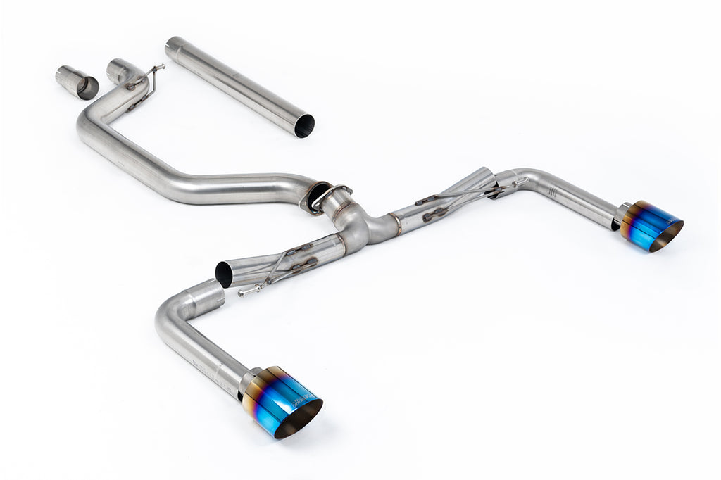 Milltek 80mm Race Cat-Back Exhaust for VW Golf MK8 GTI, Burnt Titanium Tips