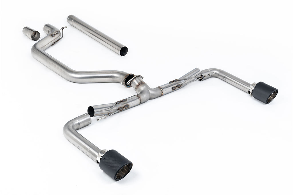 Milltek 80mm Race Cat-Back Exhaust for VW Golf GTI MK8, Carbon Fibre Tips