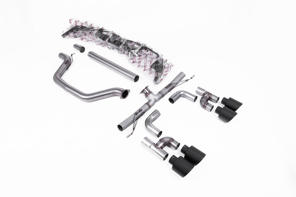 Milltek 80mm Non-Resonated Race Cat-Back Exhaust for VW Golf GTI MK8, Cerakote Black Tips