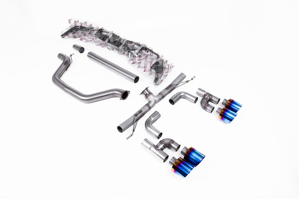 Milltek 80mm Race Cat-Back Exhaust for VW Golf GTI MK8, Burnt Titanium Tips