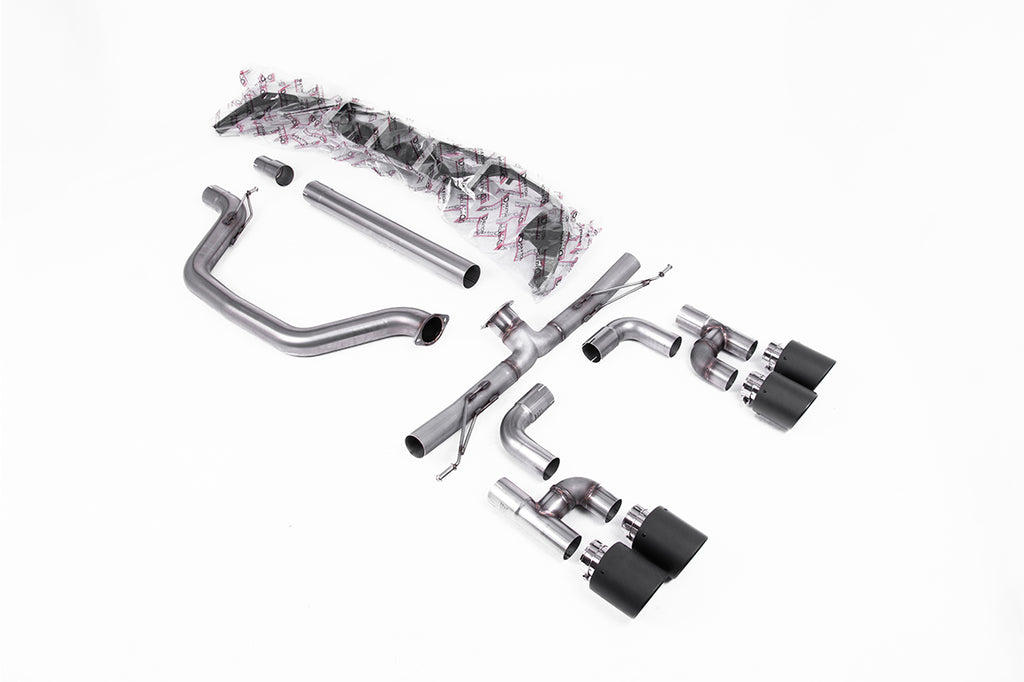 Milltek 80mm Non-Resonated Race Cat-Back Exhaust for VW Golf GTI MK8, Carbon Fibre Tips
