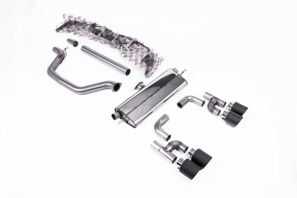 Milltek 80mm Road+ OPF/GPF-Back Exhaust for VW Golf MK8 GTI Golf R Style, Carbon Fibre Tips