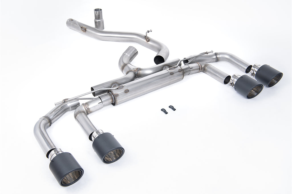 Milltek 80mm Non-Resonated Race Cat-Back Exhaust for VW Golf R MK8, Carbon Fibre Tips
