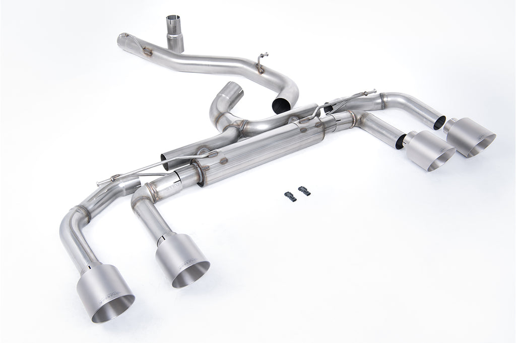 Milltek 80mm Non-Resonated Race Cat-Back Exhaust for VW Golf R MK8, Brushed Titanium Tips