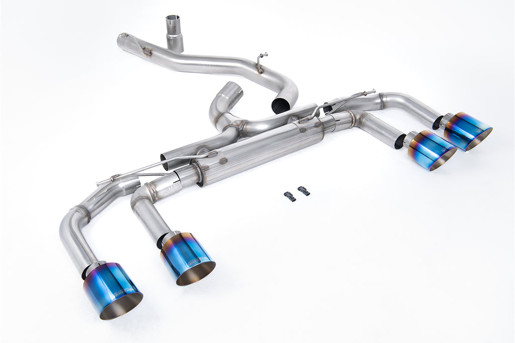Milltek 80mm Non-Resonated Race Cat-Back Exhaust for VW Golf R MK8, Burnt Titanium Tips