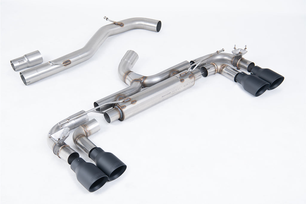 Milltek 80mm Non-Resonated Race Cat-Back Exhaust for VW Golf MK7 R, GT-100 Cerakote Black Tips