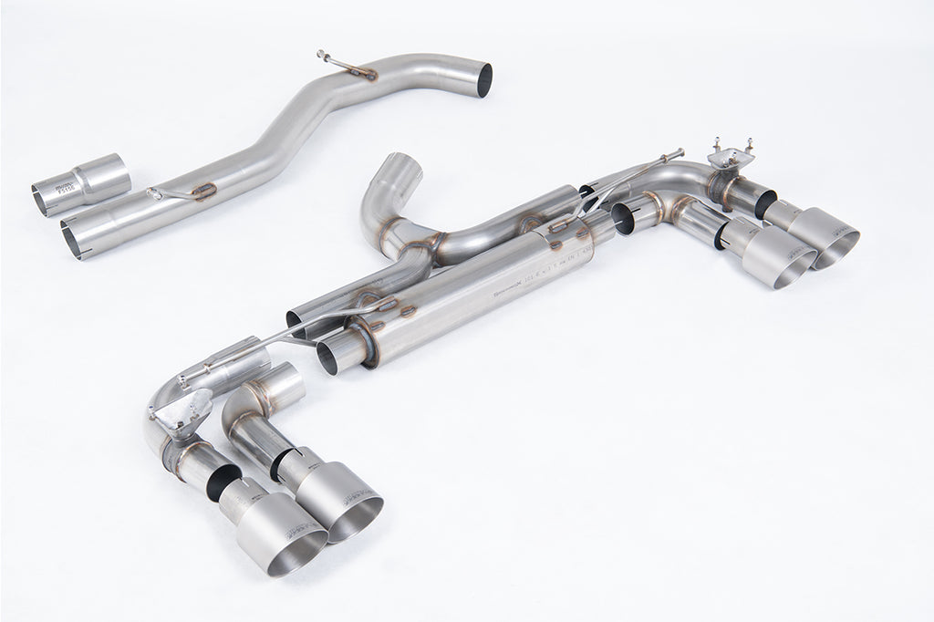 Milltek 80mm Non-Resonated Race Cat-Back Exhaust for VW Golf R MK7, GT-100 Brushed Titanium Tips