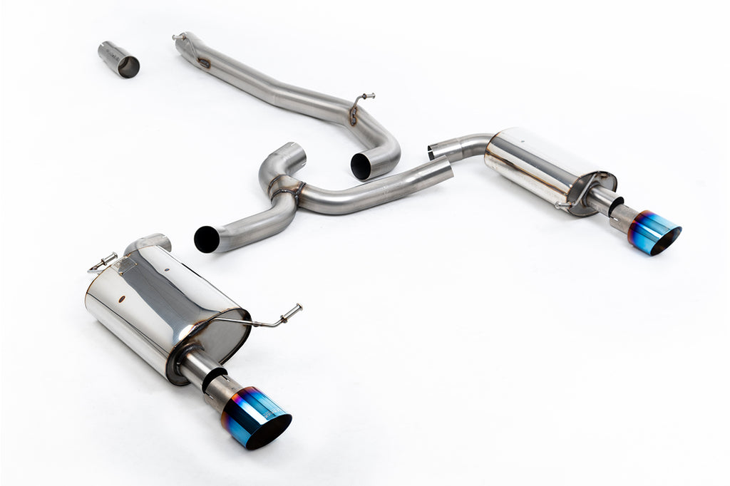 Milltek Non-Resonated Cat-Back Exhaust for VW Golf MK7 1.8 TSI Alltrack, Burnt Titanium Tips