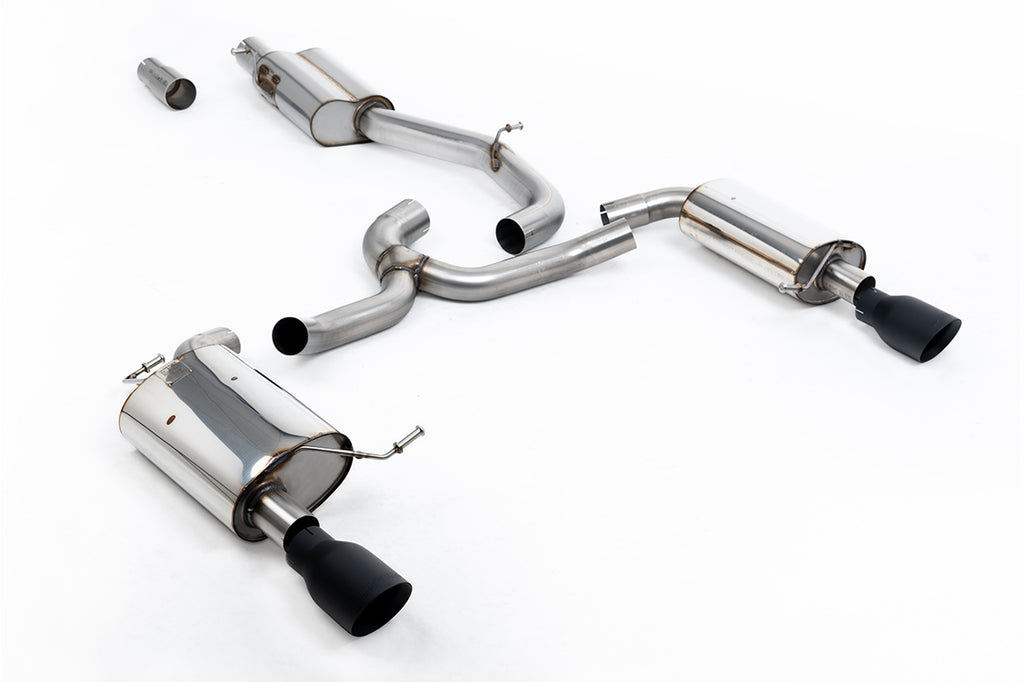 Milltek Resonated Cat-Back Exhaust for VW Golf MK7 1.8TSI Alltrack, Black Cerakote Tips
