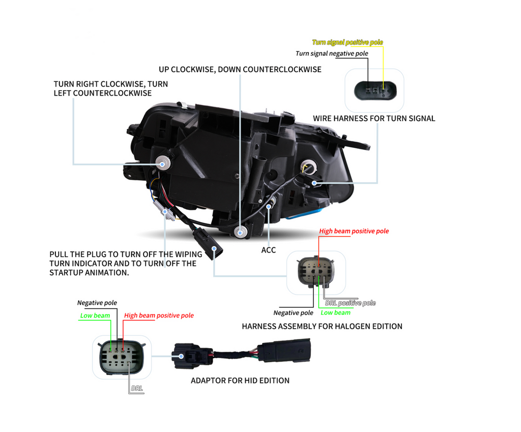 2016-2018 Chevy Camaro OEM Replica Headlights – Amber Sequential LED, Built-in Low/High Beams