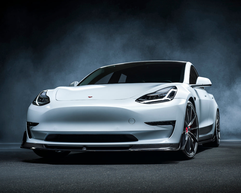Vorsteiner VOLTA Aero Front Spoiler Carbon Fiber PP 2x2 Glossy Tesla Model 3 2017+