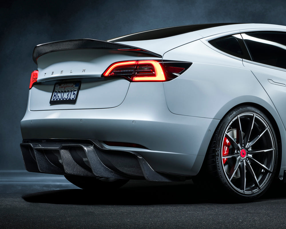 Vorsteiner Volta TRACK EDITION 2x2 Glossy PP Carbon Fiber Rear Diffuser Tesla Model 3 2017+