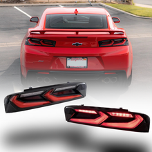 Load image into Gallery viewer, 2016-2018 CHEVY CAMARO VELOX LED TAILLIGHTS GLOSS BLACK/RED LENS