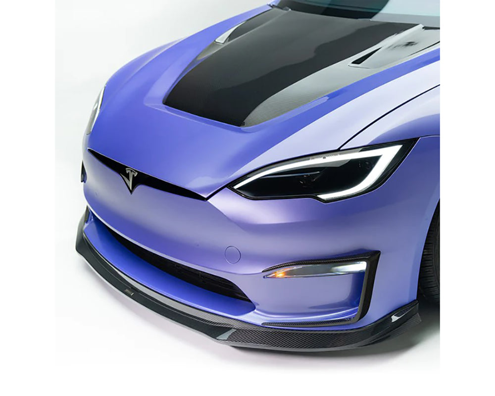 Vorsteiner Carbon Fiber PP 2X2 Glossy Aero Front Spoiler Tesla Model S Plaid 2020-2024