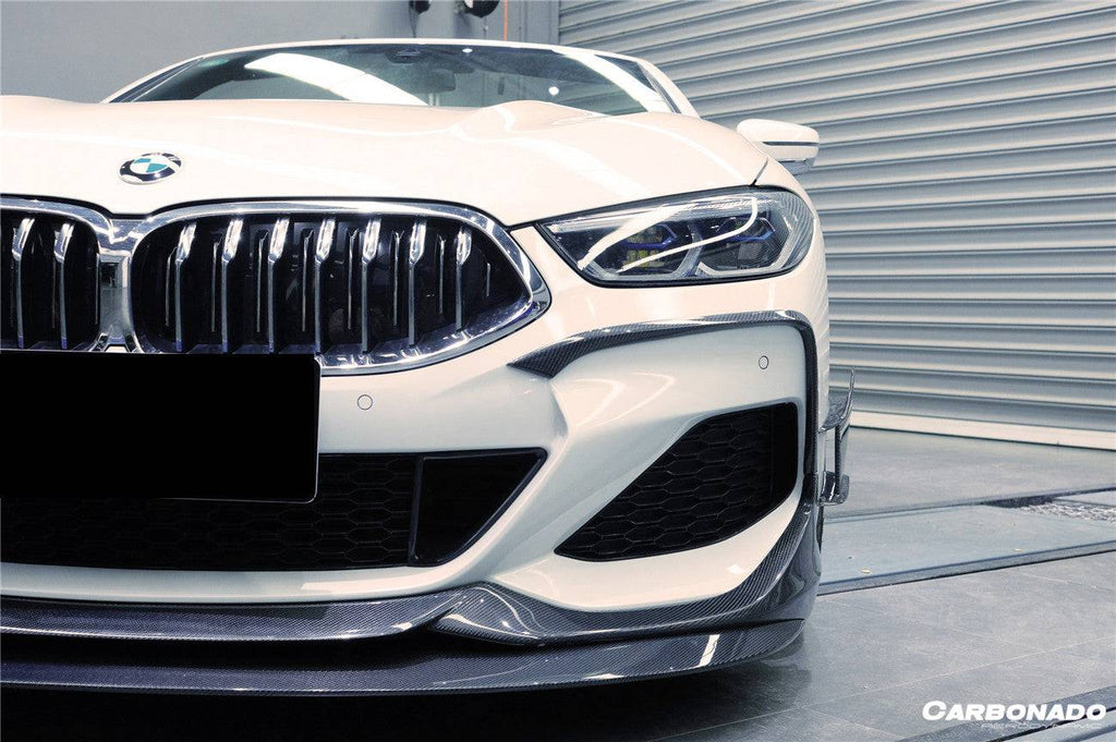 2018-2022 BMW 8 Series G14 Convertible/G15 Coupe/G16 4DR-Gran Coupe 840/850 IMP Style Carbon Fiber Front Bumper Canards - Carbonado Aero