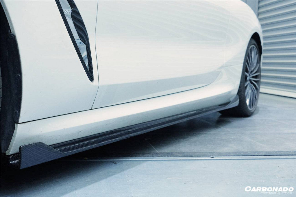 2018-2022 BMW 8 Series G14 Convertible/G15 Coupe IMP Style Carbon Fiber Side Skirts (Add On) - Carbonado Aero