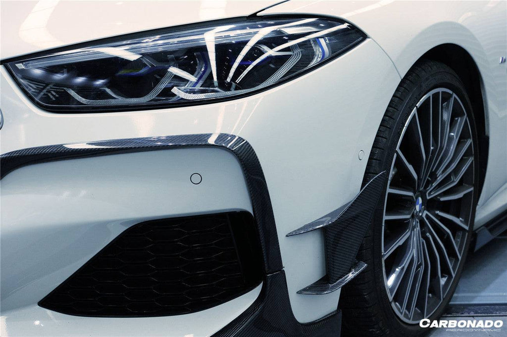 2018-2022 BMW 8 Series G14 Convertible/G15 Coupe/G16 4DR-Gran Coupe 840/850 IMP Style Carbon Fiber Front Bumper Canards - Carbonado Aero