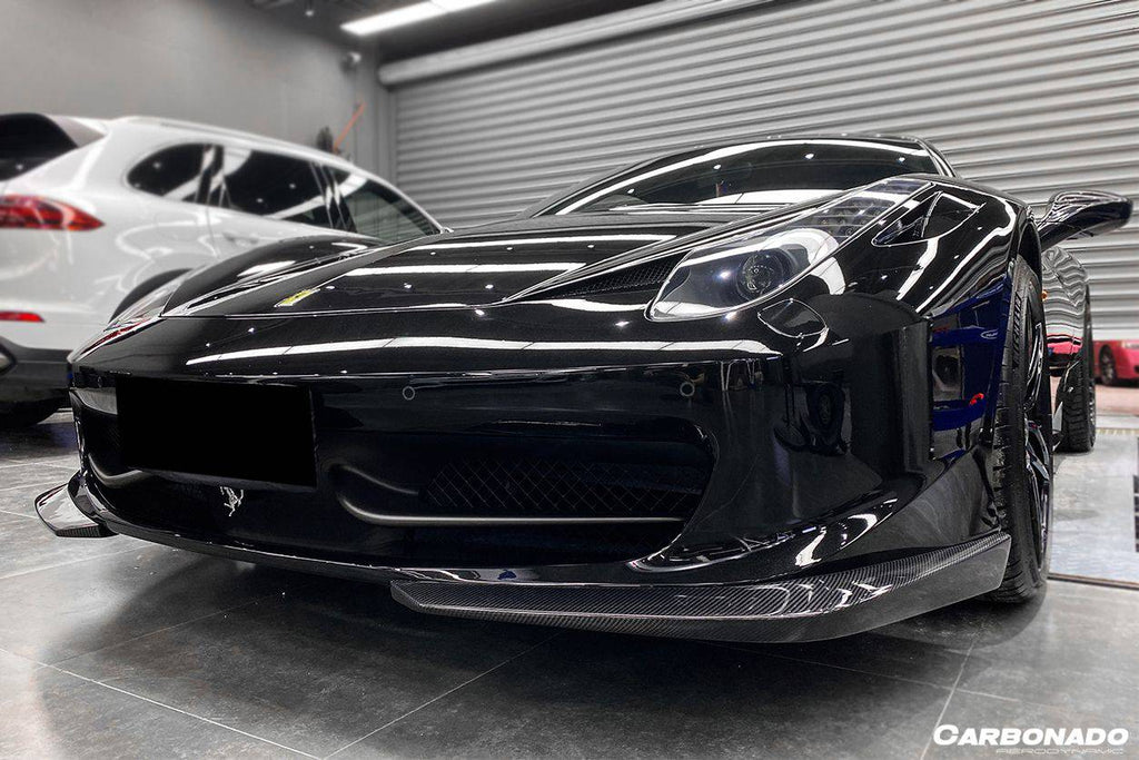 2010-2015 Ferrari F458 Coupe/Spyder AP Style Carbon Fiber Front Lip - Carbonado Aero