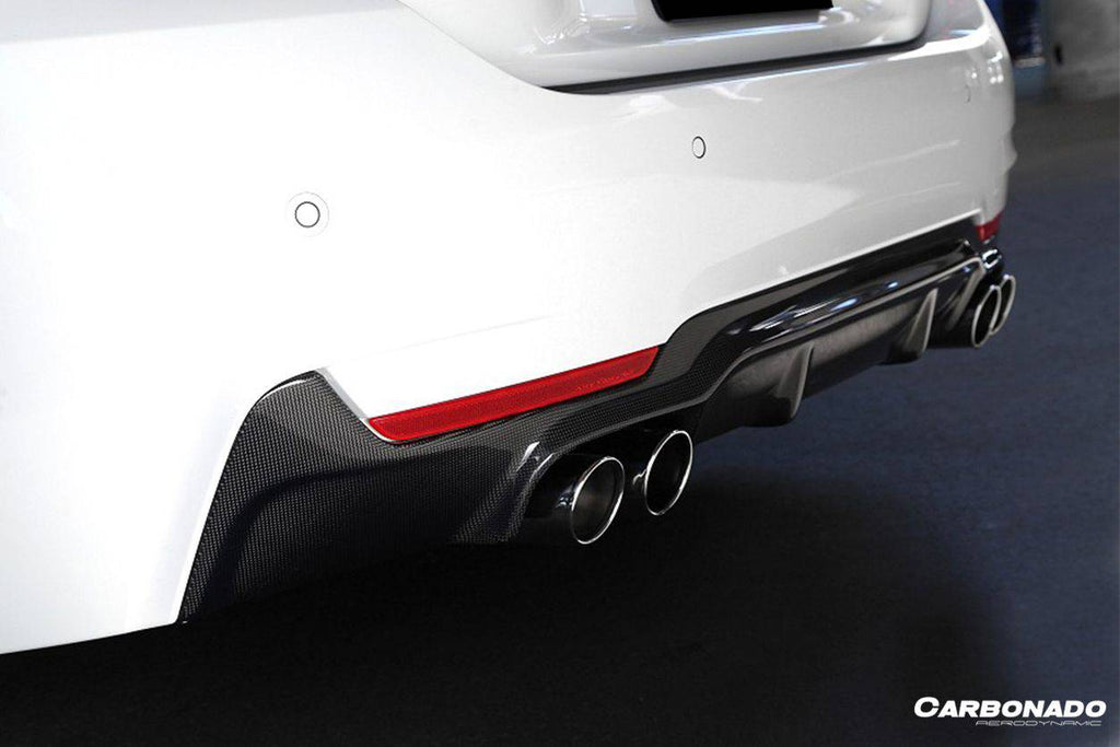 2013-2020 BMW 4 Series F32 F33 F36 3D Style Carbon Fiber Rear Qual Exhaust Diffuser (For M-Tech Only ) - Carbonado Aero