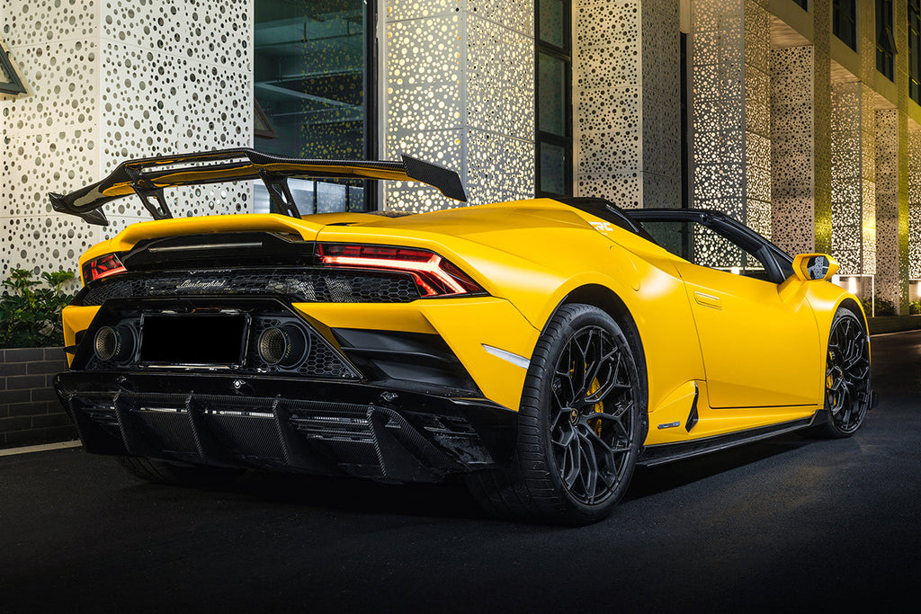 2015-2025 Lamborghini Huracan LP610 & LP580 & EVO & Tecnica OD Style Carbon Fiber Trunk Spoiler Wing with Base - Carbonado