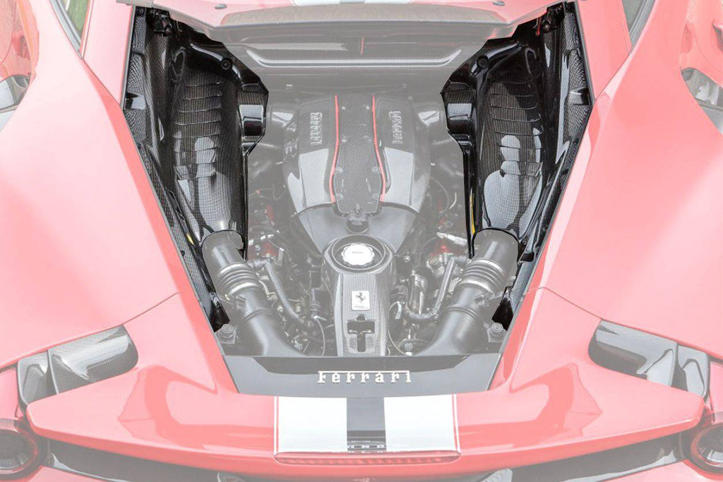 2015-2023 Ferrari 488 GTB & Pista & F8 Dry Carbon Fiber Engine Bay Panels With Heat Protection - Carbonado