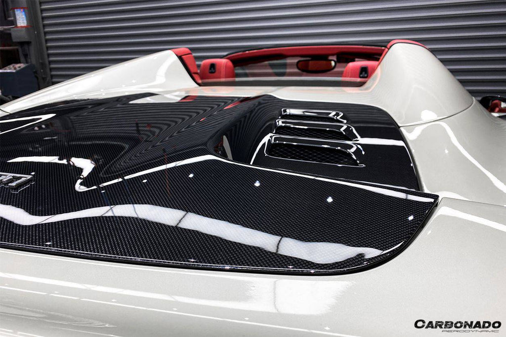 2010-2015 Ferrari 458 Spyder Style Double Carbon Fiber Engien Hood Trunk - Carbonado Aero