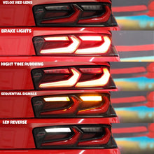 Load image into Gallery viewer, 2016-2018 CHEVY CAMARO VELOX LED TAILLIGHTS GLOSS BLACK/RED LENS