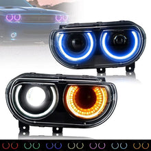 Load image into Gallery viewer, 2008-2014 Dodge Challenger RGB Color Change OEM Replica Headlights Projector LED Lights