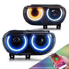 Load image into Gallery viewer, 2008-2014 Dodge Challenger RGB Color Change OEM Replica Headlights Projector LED Lights