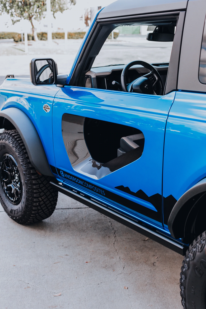2021-2024 FORD BRONCO FIBERGLASS HALO DOORS WITH CARBON FIBER INSERTS (2-DOOR)