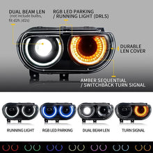 Load image into Gallery viewer, 2008-2014 Dodge Challenger RGB Color Change OEM Replica Headlights Projector LED Lights